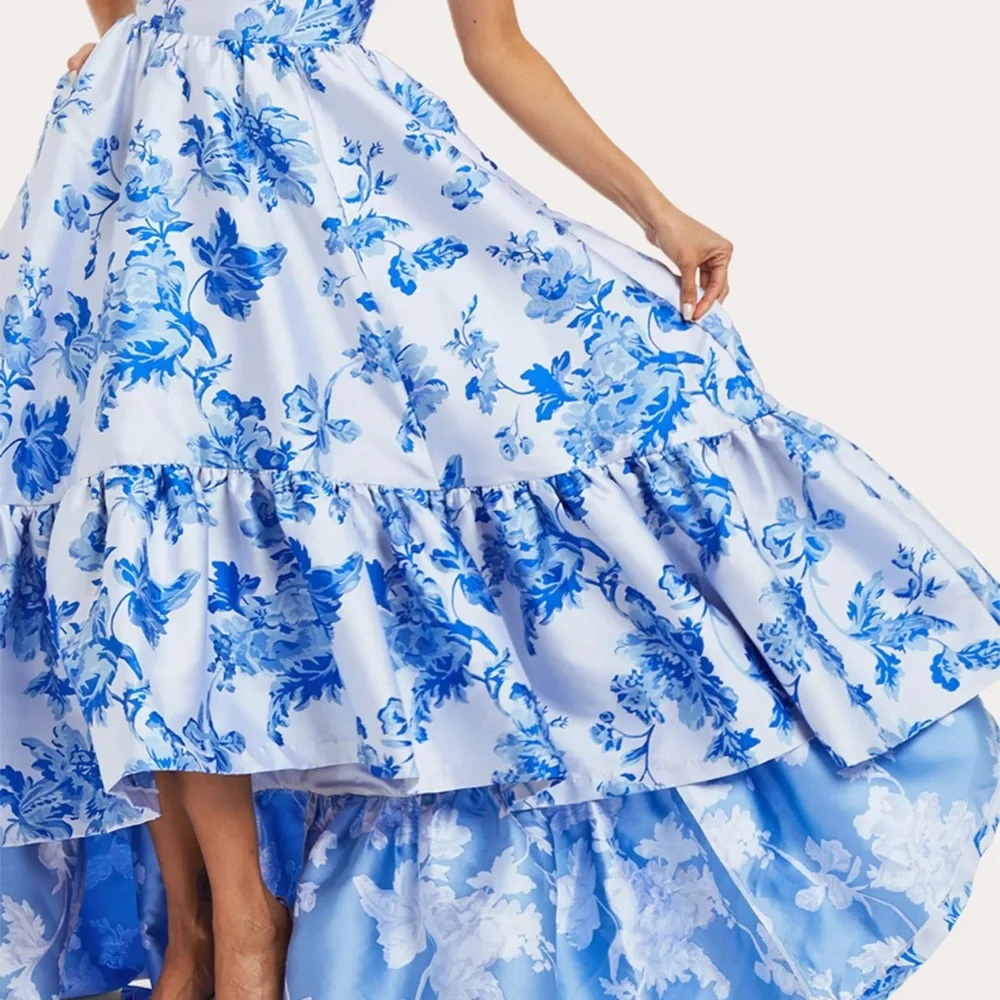 Mestiza Georgiana Tiered Floral-Print Satin Gown - Picture 3 of 8
